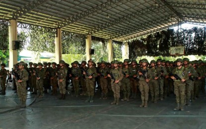 <p><strong>SEND-OFF CEREMONY.</strong> ⁨Tactical teams from various Philippine Army Major Units stand in formation during the send-off ceremony for the inaugural edition of Katihan Patrol at the First Scout Ranger Regiment headquarters at Camp Tecson in San Miguel, Bulacan on Sept. 25, 2024. The exercise replicates the United Kingdom's Exercise Cambrian Patrol which saw the FSRR team winning silver medals in 2019 and 2023. <em>(Photo courtesy of the PA)⁩</em></p>