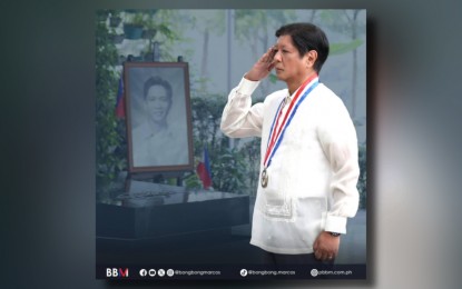 <p><strong>LEGACY CONTINUES.</strong> President Ferdinand R. Marcos Jr. commemorates the 35th death anniversary of his father, former president Ferdinand E Marcos Sr., on Saturday (Sept. 28, 2024). In a Facebook post, Marcos vowed to continue the legacy of his father who “lived in service to our country." <em>(Photo from PBBM Official Facebook)</em></p>