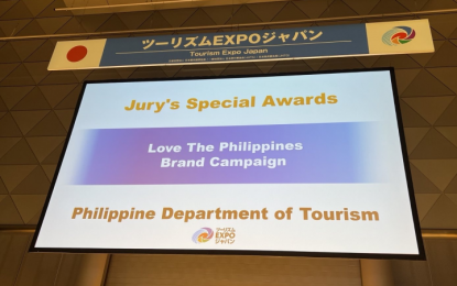 <p><strong>LOVE THE PHILIPPINES.</strong> The Department of Tourism’s “Love the Philippines” campaign receives the Jury’s Special Award at Tourism EXPO Japan 2024 on Sept. 26, 2024. Tourism Secretary Christina Garcia Frasco on Sunday (Sept. 29, 2024) welcomed the growing international recognition of the campaign. <em>(Photo courtesy of DOT)</em></p>