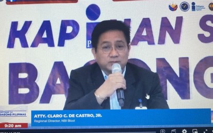 <p><strong>CONVENIENCE</strong>. National Bureau of Investigation (NBI) Regional Director Claro de Castro Jr. during the Kapihan sa Bagong Pilipinas forum at La Piazza Hotel and Convention Center in Legazpi City on Tuesday (Oct. 1, 2024). He said the satellite offices in Bicol provide convenience to clients in the different provinces by eliminating the need to travel far.<em> (Screengrab from PIA live stream)</em></p>