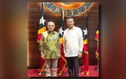 <p><strong>STATE VISIT.</strong> Justice Secretary Jesus Crispin Remulla (right) pays a courtesy call on Timor-Leste President José Ramos-Horta during a state visit on Tuesday (Oct. 1, 2024). Remulla informed the Timor-Leste government about the possible entry of Philippine Overseas Gaming Operators into their country, and discussed the extradition case of former lawmaker Arnolfo Teves Jr. <em>(DOJ photo)</em></p>