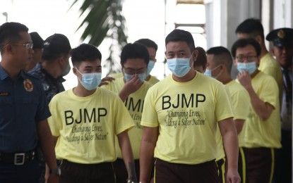 <p><strong>ACCUSED.</strong> The co-respondents of dismissed Bamban mayor Alice Guo in the money laundering charges against them attend the preliminary investigation at the Department of Justice on Friday (Oct. 4, 2024). Guo was unable to attend after orders from proper authorities did not arrive on time, according to her lawyer. <em>(PNA photo by Ben Pulta)</em></p>