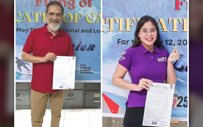 <p><strong>GUBERNATORIAL RACE</strong>. La Union Vice Governor Mario Eduardo Ortega (left) files his certificate of candidacy for governor Monday (Oct. 7, 2024) at the Commission on Elections office in San Fernando City. He will run against his granddaughter, incumbent Governor Raphaelle Veronica Ortega-David (right), in the 2025 midterm polls. <em>(Photos courtesy of Mario Ortega and Rafy Ortega-David Facebook)</em></p>
<p> </p>