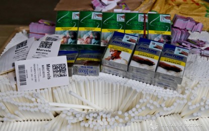 <p><strong>SMUGGLED</strong>. Some of the illegal cigarettes seized by the Bureau of Customs (BOC) in Bulacan in this undated photo. Eastern Visayas provinces are becoming hotspots for illegal tobacco trade in central Philippines this year, the National Tobacco Administration (NTA) said in its report. <em>(Photo courtesy of BOC)</em></p>