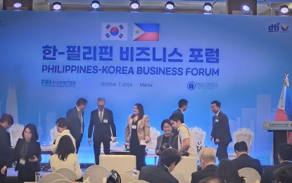 <p><strong>SUSTAINABLE SUPPLY CHAIN.</strong> A business forum between the Philippines and South Korea was held at The Manila Hotel on Monday (Oct. 7, 2024). The forum coincided with the two-day visit of South Korean President Yoon Suk Yeol in Manila. <em>(PNA photo by Kris Crismundo)</em></p>