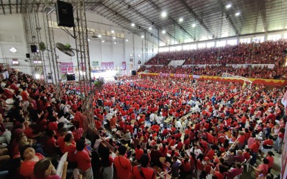 <p><strong>OVERWHELMING SUPPORT.</strong> Backers of Team Gugma gather at the University of San Agustin in Iloilo City on Tuesday (Oct. 8, 2024) to show their support for its slate. The candidates filed their certificates of candidacy through a representative. <em>(Contributed photo)</em></p>