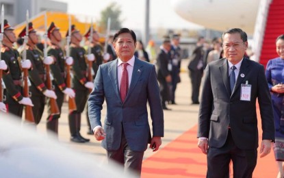 <p><strong>PBBM IN LAOS</strong>. President Ferdinand R. Marcos Jr. arrives at the Wattay International Airport in Vientiane, Laos on Tuesday (Oct. 8, 2024). Marcos and his delegation are in the southeast Asian nation to attend the 44th and 45th Association of Southeast Asian Nations (ASEAN) Summits and Related Summits. <em>(PCO photo)</em></p>