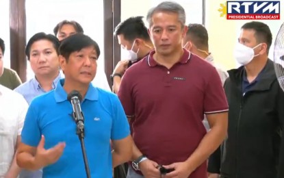 <p>President Ferdinand R. Marcos Jr. with Cavite Governor and incoming Interior Chief Jonvic Remulla <em>(RTVM Screengrab/File photo)</em></p>