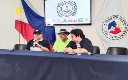 <p><strong>GM BID</strong>. Chito Garma (left) and Efren Bagamasbad (center) discuss plans in the upcoming 32nd FIDA World Senior Chess Championships in Portugal during the Philippine Sportswriters Association Forum on Tuesday (Oct. 8, 2024). The two senior players will try to achieve remarkable finish in the tournament. <em>(Photo courtesy of PSA)</em></p>