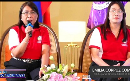 <p><strong>TAX COLLECTION.</strong> BIR-Iloilo officer in charge Regional Director Emilia Combes (left) reports their revenue collection accomplishments at the Kapihan sa Bagong Pilipinas on Wednesday (Oct. 9, 2024). The regional revenue office has already collected PHP13.33 billion as of September, out of the over PHP18.516 billion target collection for 2024. <em>(PNA screengrab from Kapihan sa Bagong Pilipinas)</em></p>