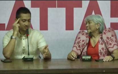 <div dir="auto"><strong>SWITCH</strong>. Ilocos Norte Governor Matthew Joseph Manotoc and Vice Governor Cecilia Araneta-Marcos talk to the media <span dir="ltr">on Tuesday evening</span> (Oct. 8, 2024). They switched positions for Ilocos Norte's top two posts in the 2025 polls. <em>(Screengrab from FB live)</em></div>