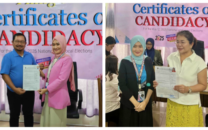 <p><strong>GUBERNATORIAL FACE-OFF:</strong> Former Agriculture Secretary Emmanuel Piñol (left) and incumbent North Cotabato Governor Emmylou Taliño-Mendoza (right) display their certificates of candidacy as they prepare to face off in the 2025 gubernatorial race. This is their second contest for the province's highest post. <em>(Photos courtesy of Sec. Piñol and former Vice Gov. Neneng Macasarte)</em></p>