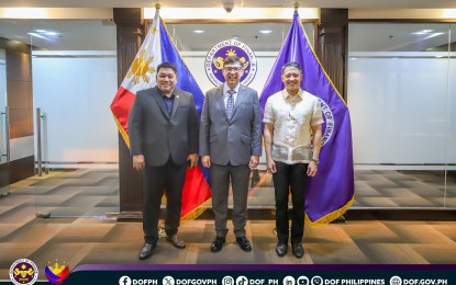 <p><strong>COLLECTION PERFORMANCE.</strong> Bureau of Customs Commissioner Bienvenido Rubio, Department of Finance Secretary Ralph Recto and Bureau of Internal Revenue Commissioner Romeo Lumagui Jr. (from left) pose for a photo during the 4th BIR and BOC Command Conference at the Finance office in Malate, Manila on Wednesday (Oct. 9, 2024). The conference assessed the agencies' collection performance so far for 2024. <em>(Photo from DOF)</em></p>