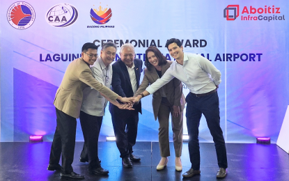 <p><strong>AIRPORT UPGRADE.</strong> The Department of Transportation officially turns over to Aboitiz InfraCapital the upgrade, operation and maintenance of Laguindingan Airport in Misamis Oriental on Friday (Oct. 11, 2024). Leading the handover are (from left) Civil Aviation Authority of the Philippines Deputy Director-General Danjun Lucas, Department of Transportation Undersecretary Roberto C.O. Lim and Secretary Jaime J. Bautista, and AIC president Cosette Canilao and vice president Rafael Aboitiz. <em>(Photo courtesy of AIC)</em></p>