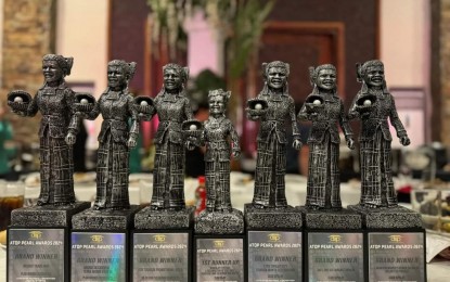 <p><strong>TOURISM’S BEST.</strong> The trophies received by the province of Negros Occidental, cities of Sipalay and Silay, and the municipality of Don Salvador Benedicto during the 2024 Pearl Awards at the 25th Association of Tourism Officers of the Philippines National Convention held in Koronadal City, South Cotabato Thursday night (Oct. 10, 2024). The annual ATOP National Convention aims to promote best practices in tourism management. <em>(Photo courtesy of PIO Negros Occidental)</em></p>