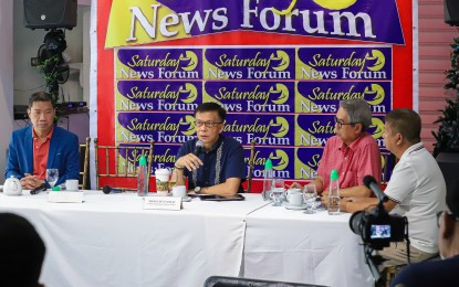 <p><strong>DEATH IN UAE.</strong> Department of Migrant Workers Secretary Hans Leo Cacdac gives updates on the death of Filipino nurse Reyna Jane Ancheta during the Saturday News Forum in Quezon City on Oct. 12, 2024. Ancheta, 32, could not be reached by her husband for three days and was later found dead along a highway in Abu Dhabi, United Arab Emirates, on Oct. 6. <em>(PNA photo by Robert Alfiler)</em></p>