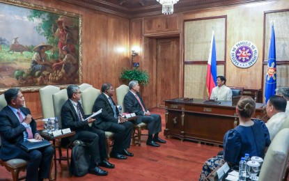 <p><strong>STRONGER PARTNERSHIP.</strong> President Ferdinand R. Marcos Jr. welcomes Malaysian Deputy Prime Minister Ahmad Zahid Bin Hamidi at Malacañan Palace in Manila on Monday (Oct. 14, 2024). During the meeting, Marcos and Hamidi expressed their plan for stronger collaboration on education and disaster response.<em> (Photo from PBBM’s official Facebook page)</em></p>