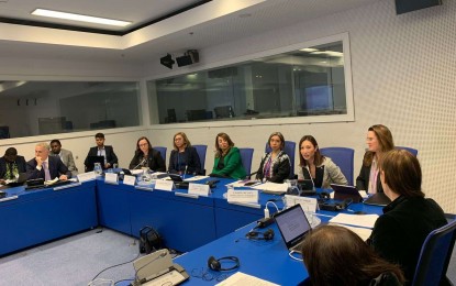 <p><strong>JUSTICE FOR ALL.</strong> Department of Justice (DOJ) Undersecretary Margarita Gutierrez (2nd from right, center panel) reaffirms the Philippines’ commitment to deliver “Justice for All” before members of the United Nations Office on Drugs and Crime (UNODC) in Vienna, Austria on Tuesday (Oct. 15, 2024). Gutierrez also showcased the significant reforms undertaken by the DOJ to foster the rights of women inmates, highlighting its vital role in strengthening the Philippine Criminal Justice System. <em>(DOJ photo)</em></p>