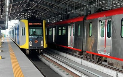 <p>Light Rail Transit Line 1 trains <em>(File photo)</em></p>