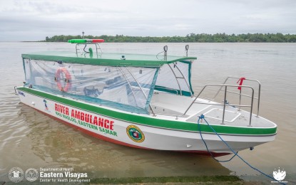 FIRST AMBULANCE. The river ambulance turned over by the Department of Health (DOH) to the remote town of Maslog, Eastern Samar province on Jan. 8, 2025. The vessel is seen to speed up the transport of patients from the town to the nearest hospital. (Photo courtesy of DOH Eastern Visayas)