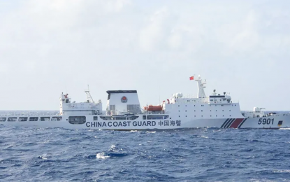 <p><strong>PUSHED BACK.</strong> The China Coast Guard (CCG) vessel 5901, dubbed the 