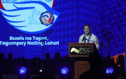 <p><strong>TAX CAMPAIGN</strong>. Bureau of Internal Revenue Commissioner Romeo Lumagui Jr. highlights the importance of paying taxes during the 2025 National Tax Campaign Kick-off at the Philippine International Convention Center in Pasay City on Tuesday (Feb. 4, 2025). The 2025 National Tax Campaign underscores the crucial role of taxpayers in funding the country’s economic recovery and development through the timely and correct payment of taxes. <em>(Photo by Avito Dalan)</em></p>