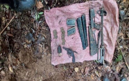 <p><strong>UNEARTHED.</strong> The Philippine Army uncovers a weapons cache in a mountainous village in Gabaldon, Nueva Ecija over the weekend, the military reports on Sunday (Feb. 16, 2025). The weapons are believed to be from the dismantled Komiteng Larangang Gerilya Sierra Madre. <em>(Contributed photo)</em></p>