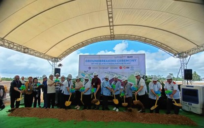 <p><strong>DESALINATION PLANT.</strong> Metro Pacific Water (MPW) breaks ground for its PHP5.5 billion state-of-the-art desalination facility eyed to address water scarcity in Iloilo on Friday (Feb. 21, 2025). The project is situated in Barangay Ingore in La Paz district. <em>(PNA photo by Perla Lena)</em></p>