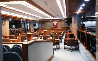RECESS. The empty august hall of the Philippine Senate in Pasay City in this photo taken on May 29, 2025. The Senate Impeachment Court called on parties involved in the upcoming impeachment trial of Vice President Sara Duterte to stop casting doubts on the court’s authority and process, saying the court deserves respect.