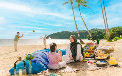 Filipino-Arab model Shaha Meta and her family at the Marhaba Boracay in this undated photo. The strip of white beach at the Boracay Newcoast Cove 2 was recently transformed into a dedicated Muslim-friendly zone.