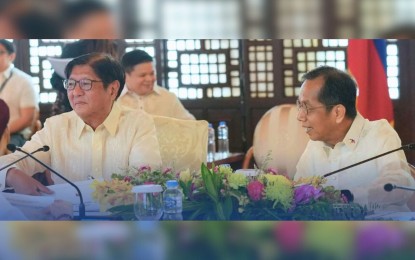 APPROVED DEALS. President Ferdinand R. Marcos Jr. and Department of Economy, Planning, and Development (DEPDev) Secretary Arsenio Balisacan during a meeting on Wednesday (June 18, 2025). The DEPDev said the Economy and Development Council approved the 10-year extension of water concession agreements with Maynilad Water Services, Inc., and Manila Water Company, Inc.