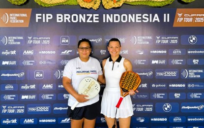 STANDOUT. Lawyer Jessica Agra (right) poses with Russian Alena Vasileva during the International Padel Federation (FIP) Bronze event in Bali, Indonesia on June 9-15, 2025. Agra is No. 1 in the Philippine Padel Association (PPA) women's pro rankings.