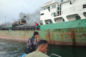 Cargo ship catches fire off Zamboanga City