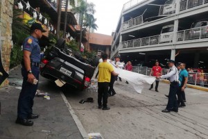 Poe's pa-in-law hurt as vehicle falls from parking lot