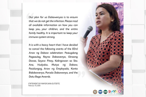 Mayor Sara cancels 'Araw ng Dabaw' festivities