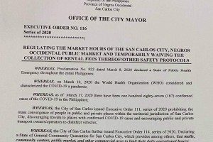 San Carlos City waives market rentals amid Covid-19 quarantine