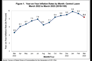 Central Luzon inflation rate slows down to 8.4% in March