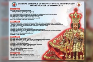 Dumaguete to welcome Sto. Niño de Cebu on Saturday