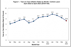 Central Luzon inflation continues to slow down at 7.3% in April