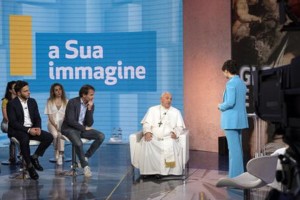 Francis becomes first pope to visit a TV studio