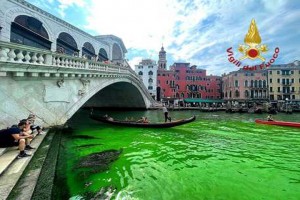 Mysterious phosphorescent green stain appears in Grand Canal