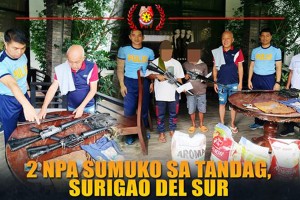 2 NPA rebels yield, hand over firearms to Surigao Sur cops