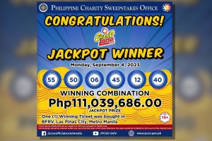 Ticket sold in Las Piñas bags P111-M Grand Lotto jackpot