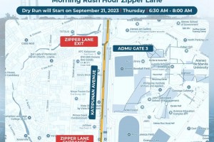 2-week zipper lane dry run on Katipunan Ave. to start Sept. 21