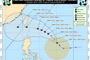 TS Jenny further strengthens, may become typhoon Monday