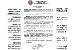 Cebu guv orders temporary closure of 2 canyoneering sites