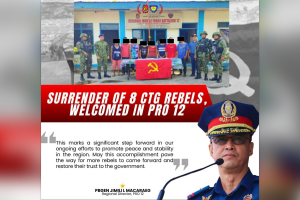 9 NPA rebels yield in Soccsksargen