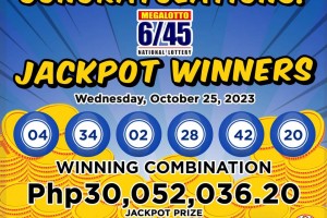 2 winners from Cebu, S. Kudarat to split P30-M Mega Lotto jackpot