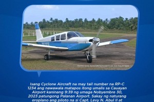 Aircraft goes missing in Isabela