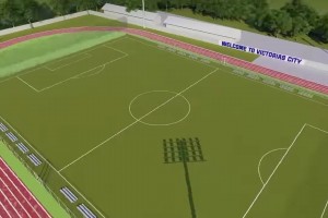 P50-M artificial grass football pitch being built in Victorias City